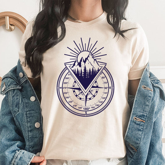 Adventure Compass Graphic Tee | Hiking | Outdoor | Adventure | Mountain Sun | North | Summer Vibes | Wilderness | Layering Tee