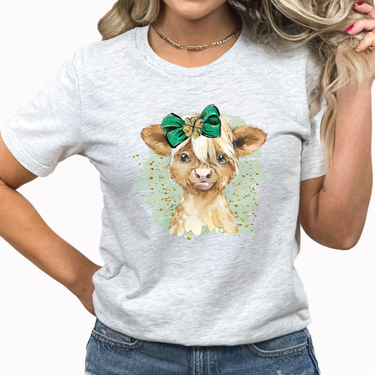 Lucky Calf Graphic Tee | Baby Cow | St Patrick's Day | Lucky Barnyard Animal | Lucky Green | Cute Animal