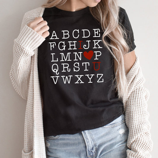 Alphabet Love Graphic Tee | Valentine | Teacher | School | Learning | I Love You | Heart | Red | Layering Tee | Graphic Print