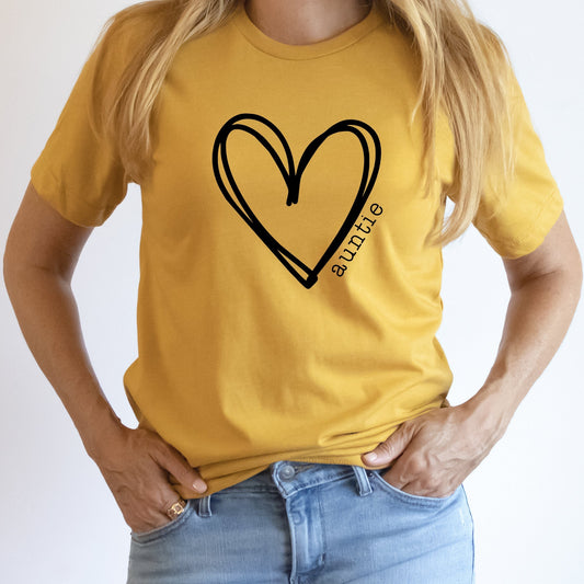 Auntie Heart Graphic Tee | Family | Perfect Gift | Best Aunt | Niece And Nephew | Favorite Aunt | Black Graphic | Heart | Love