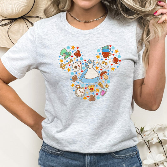 Alice Princess Mouse Ears Graphic Tee | Wonderland | Blue Dress | Down The Rabbit Hole | Late | Magic | Key | Story Book |Mad Hatter