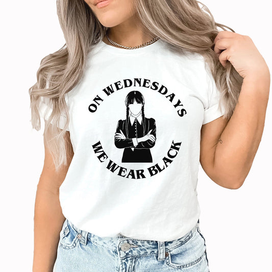 On Wednesdays We Wear Black Graphic Tee | Wednesday TV Show | Nevermore Academy | Wednesday Addams