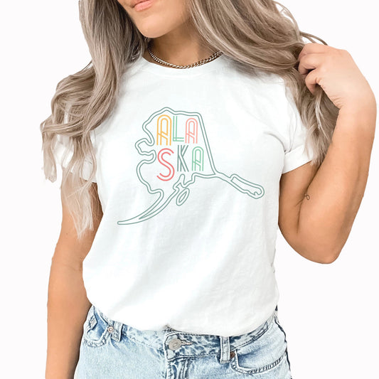 Alaska Line Art Graphic Tee | Home State | United States | Alaska | Line Art | Northern Lights