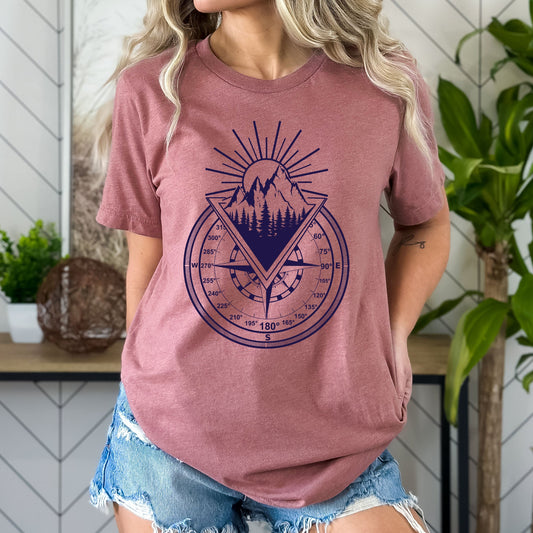 Adventure Compass Graphic Tee | Hiking | Outdoor | Adventure | Mountain Sun | North | Summer Vibes | Wilderness | Layering Tee