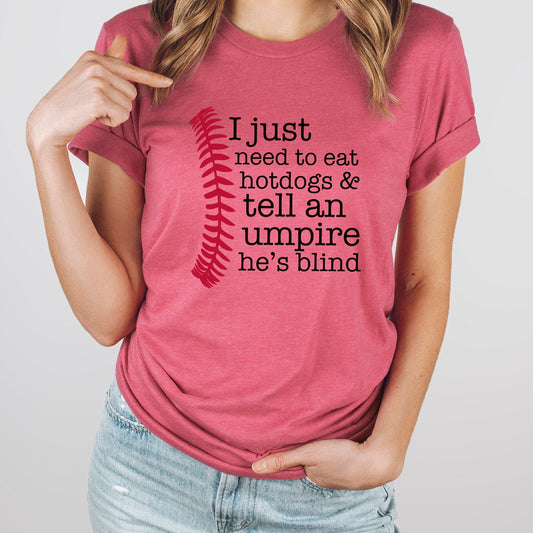 Need To Eat Hotdogs Baseball Graphic Tee | Home Run | Ball Diamond