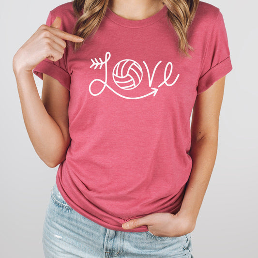 Volleyball Love Arrow Graphic Tee | Volleyball Mom | Love | Arrow | Sports Mom | Volleyball Love