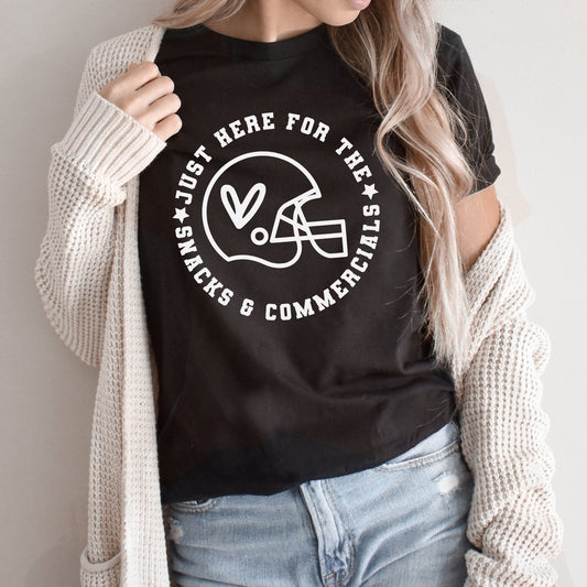 Snacks And Commercials Graphic Tee | Superbowl | Sports | Football | Funny Football | Snacks And Commercials