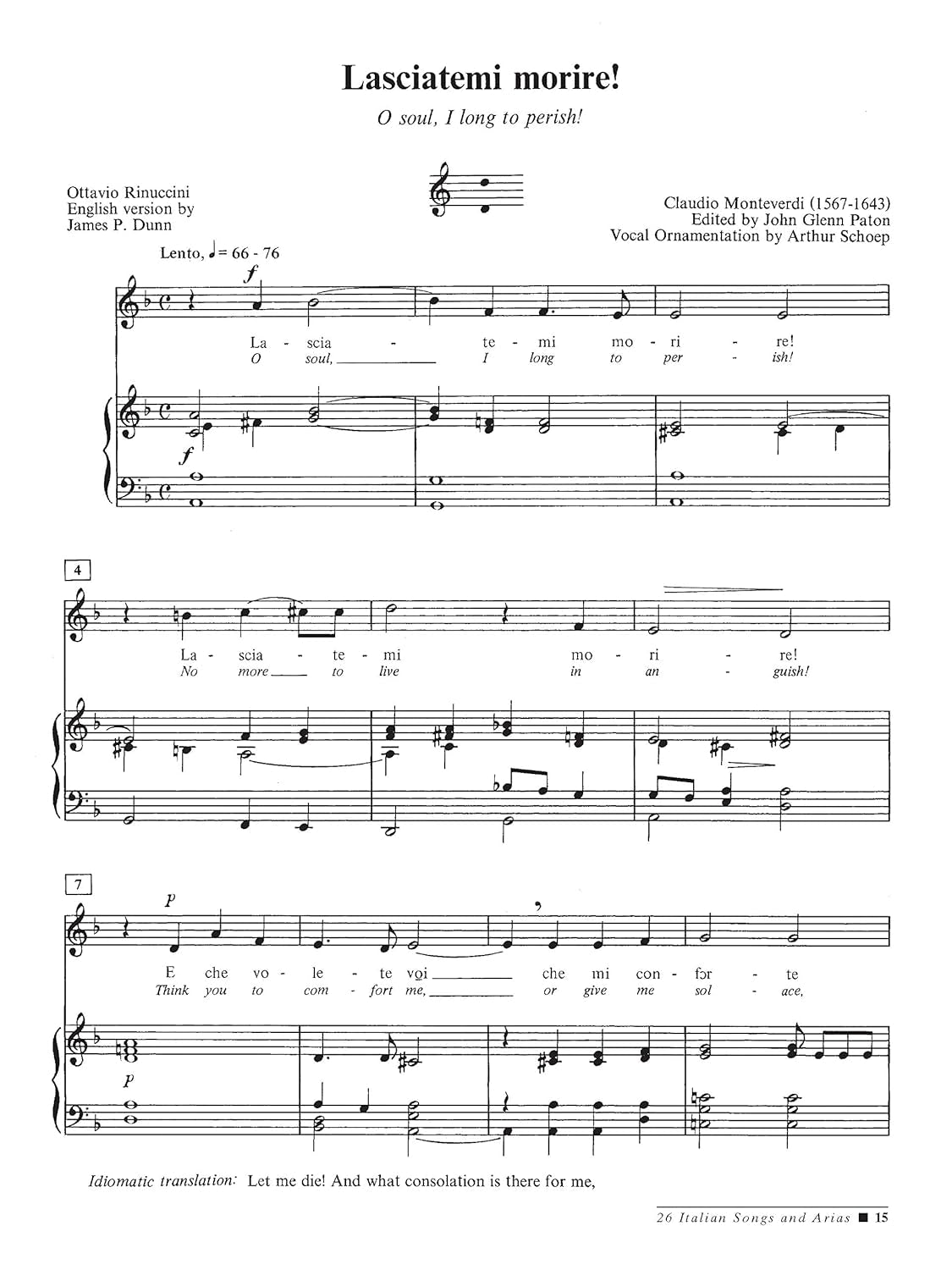 26 Italian Songs and Arias: Medium Low Voice