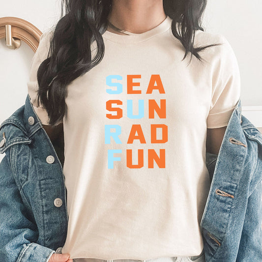 Sea Sun Rad Fun Surf Graphic Tee | Kissed By The Sun | Beach Please | Sunkissed | Sunset Chaser