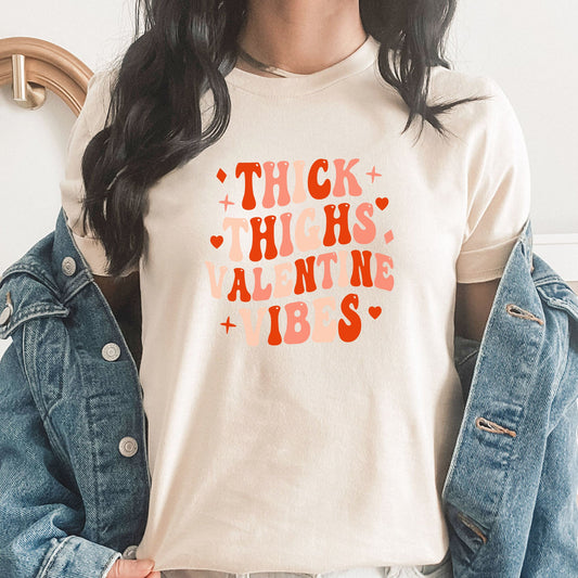 Thick Thighs Graphic Tee | Retro Valentine Vibes | Valentine's day | Valentine Humor | Love
