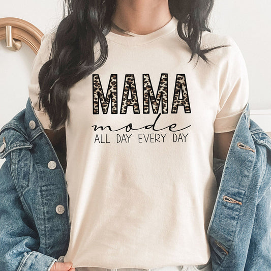 Mama Mode Graphic Tee | All Day | Every Day | Mama Mode | Mom life | Boy Mom | Girl Mom | Leopard Print
