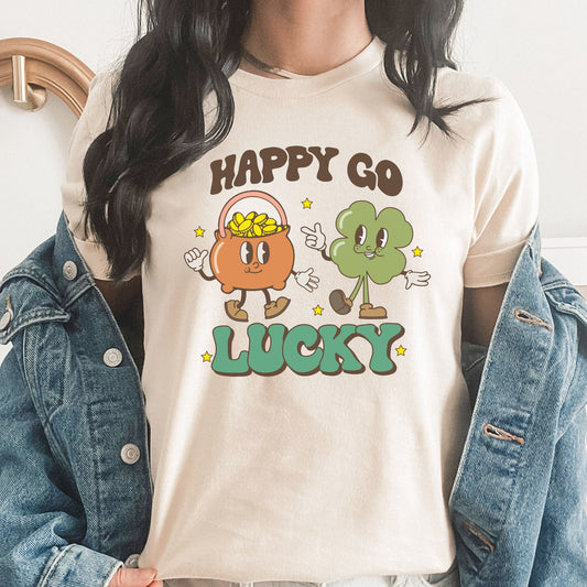 Happy Go Lucky Graphic Tee | Lucky Coin | St Patrick's Day | Clover | Shamrock | Happy Go Lucky