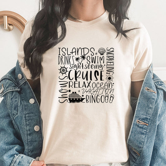 Cruise Words Graphic Tee | Cruise Ship | Vacation | Life Is Better | Oh Ship | Cruise Vibes | Ocean