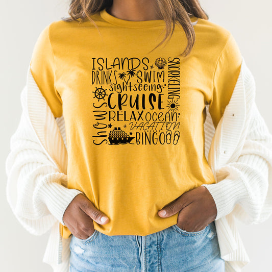 Cruise Words Graphic Tee | Cruise Ship | Vacation | Life Is Better | Oh Ship | Cruise Vibes | Ocean
