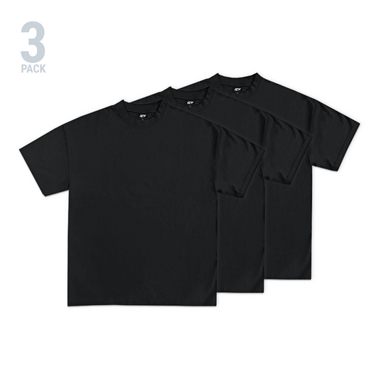 YoungTee Men's 3-Pack Heavyweight Blank T-Shirt (Black)