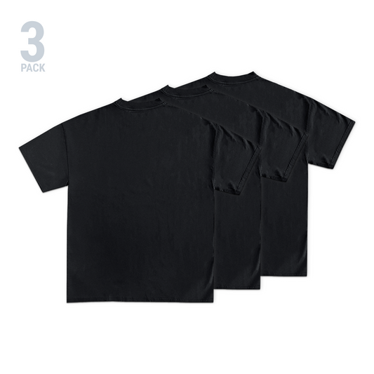 YoungTee Men's 3-Pack Heavyweight Blank T-Shirt (Black)