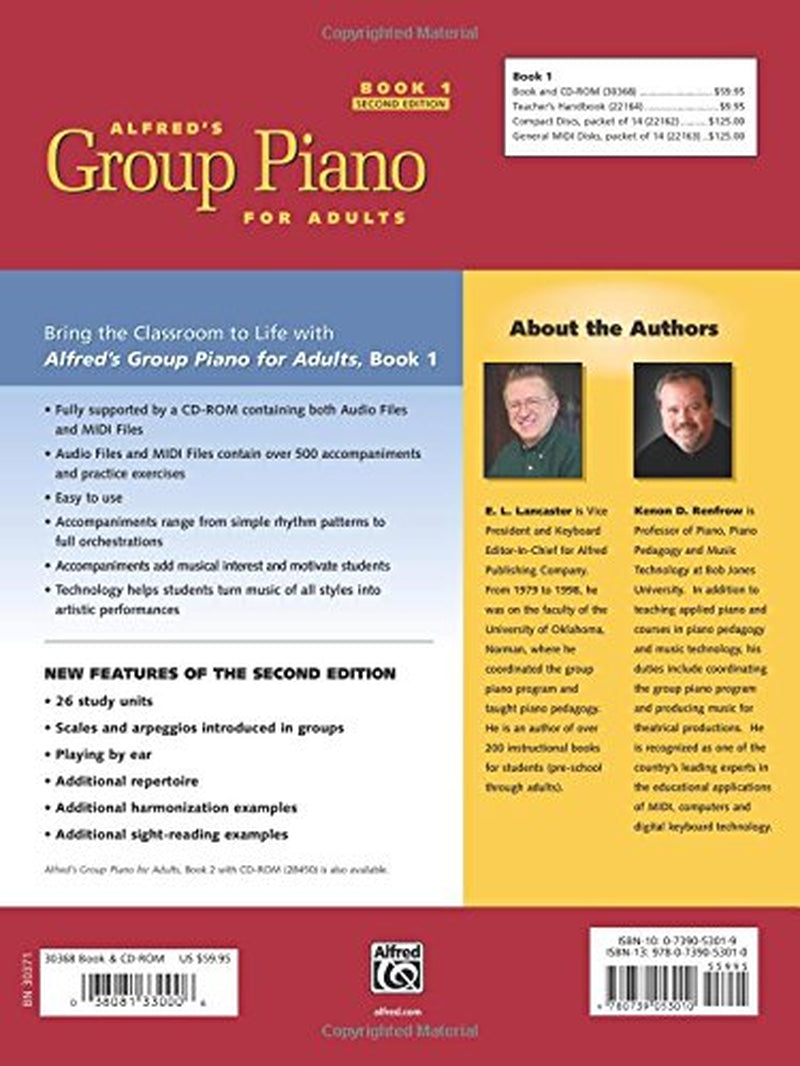 Alfred'S Group Piano for Adults Student Book 1 (Second Edition): an Innovative Method Enhanced with Audio and Midi Files for Practice and Performance (Alfred'S Group Piano for Adults)